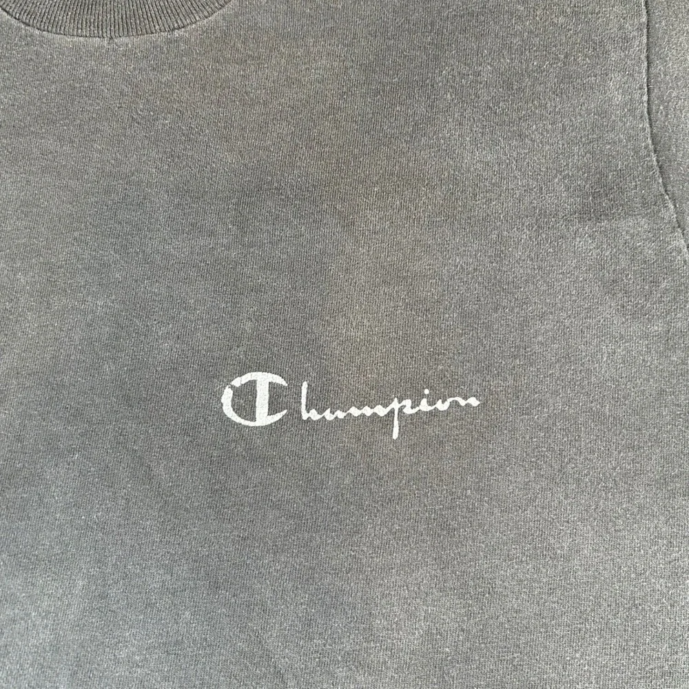 Vintage 90s Champion T-Shirt Men's Medium Black Script Logo Single Stitch Cotton - Picture 2 of 10